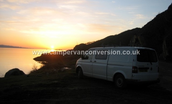 Campervan parked up for sunset